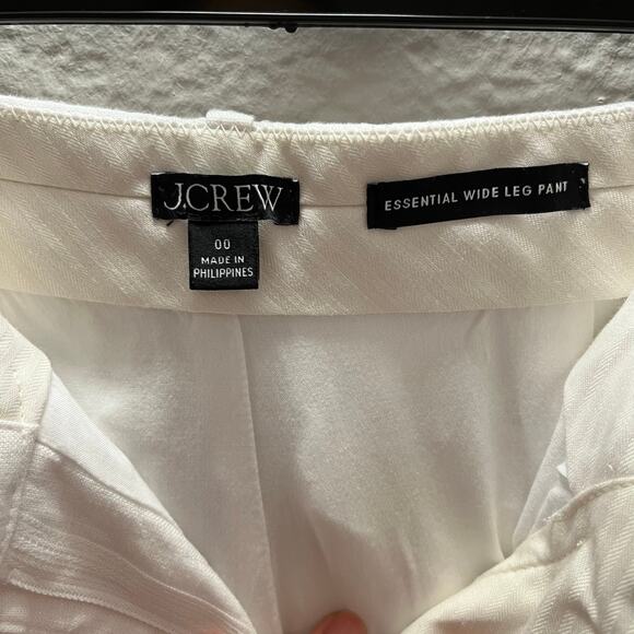 J.Crew Essential Wide Leg 100% Linen Pants Size 00 Ivory High Rise Coastal Chic - Picture 8 of 13